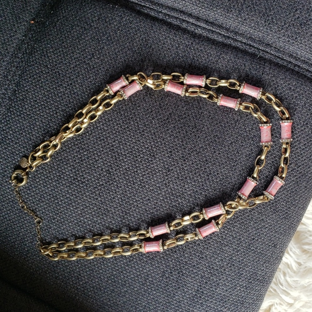 Chunky Bead & Chain Necklace by J.Crew | Gold & Pink